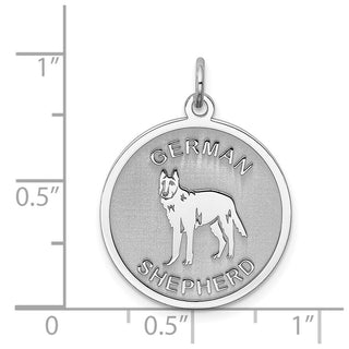 Sterling Silver Rhodium-plated German Shepherd Disc Charm