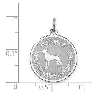 Sterling Silver Rhodium-plated German Shorthaired Pointer Disc Charm
