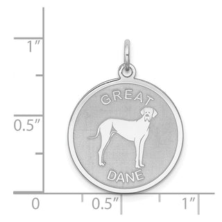 Sterling Silver Rhodium-plated Great Dane Disc Charm