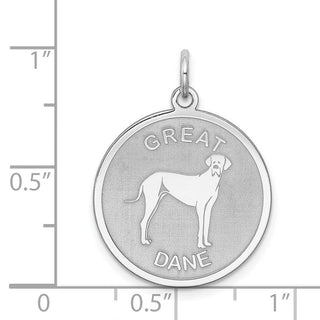 Sterling Silver Rhodium-plated Great Dane Disc Charm