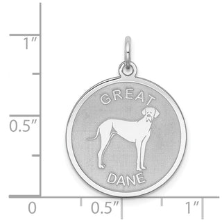 Sterling Silver Rhodium-plated Great Dane Disc Charm