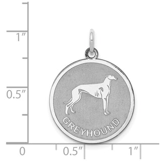 Sterling Silver Rhodium-plated Greyhound Disc Charm