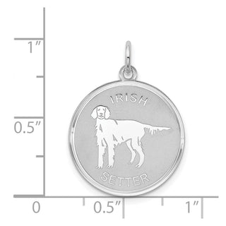Sterling Silver Rhodium-plated Irish Setter Disc Charm