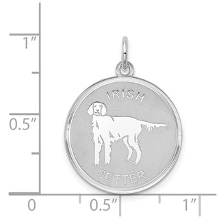 Sterling Silver Rhodium-plated Irish Setter Disc Charm