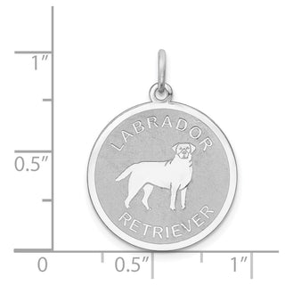 Sterling Silver Rhodium-plated Labrador Retriever Disc Charm