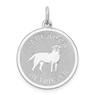 Sterling Silver Rhodium-plated Labrador Retriever Disc Charm