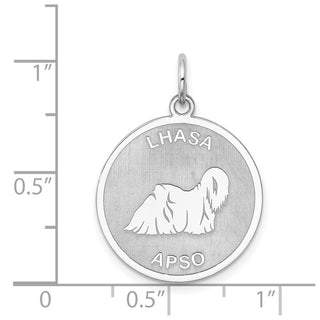 Sterling Silver Rhodium-plated Lhasa Apso Dog Disc Charm