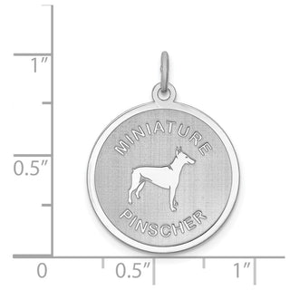 Sterling Silver Rhodium-plated Miniature Pinscher Disc Charm