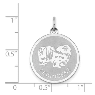 Sterling Silver Rhodium-plated Pekingese Disc Charm