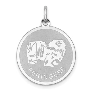 Sterling Silver Rhodium-plated Pekingese Disc Charm