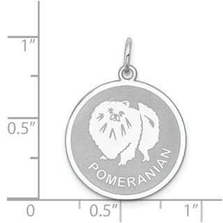 Sterling Silver Rhodium-plated Pomeranian Disc Charm