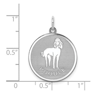 Sterling Silver Rhodium-plated Poodle Disc Charm