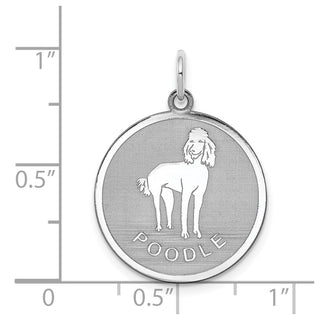 Sterling Silver Rhodium-plated Poodle Disc Charm