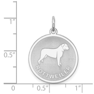 Sterling Silver Rhodium-plated Rottweiler Disc Charm