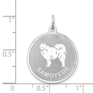 Sterling Silver Rhodium-plated Samoyede Dog Disc Charm