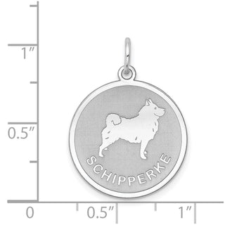 Sterling Silver Rhodium-plated Schipperke Disc Charm
