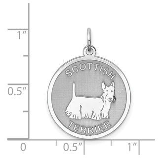 Sterling Silver Rhodium-plated Scottish Terrier Disc Charm