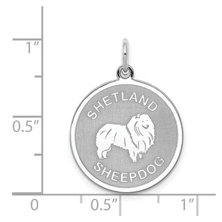 Sterling Silver Rhodium-plated Shetland Sheepdog Disc Charm