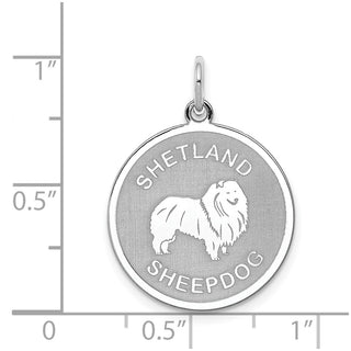 Sterling Silver Rhodium-plated Shetland Sheepdog Disc Charm