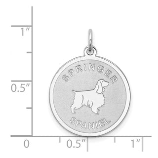 Sterling Silver Rhodium-plated Springer Spaniel Disc Charm