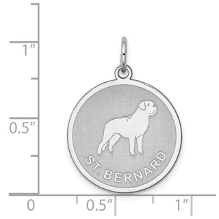 Sterling Silver Rhodium-plated St. Bernard Disc Charm