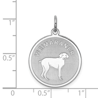 Sterling Silver Rhodium-plated Weimaraner Dog Disc Charm