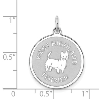 Sterling Silver Rhodium-plated West Highland Terrier Dog Disc Charm
