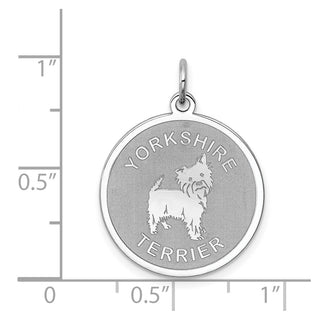 Sterling Silver Rhodium-plated Yorkshire Terrier Disc Charm