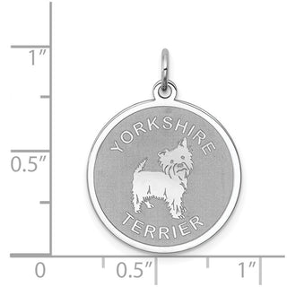 Sterling Silver Rhodium-plated Yorkshire Terrier Disc Charm