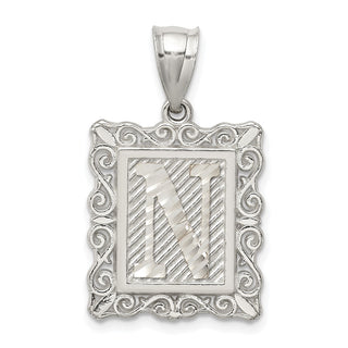 Sterling Silver Initial N Pendant QC2770N
