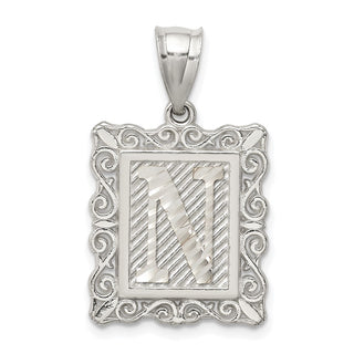Sterling Silver Initial N Pendant QC2770N