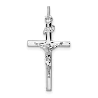Rhodium-Plated 925 Sterling Silver Inri Crucifix Pendant QC2871