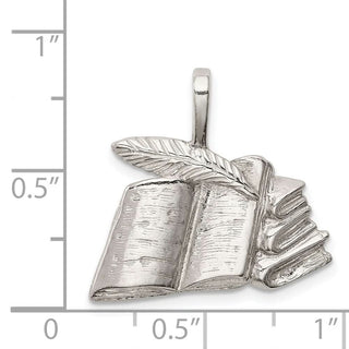 Sterling Silver Books w/Quill Pendant