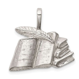Sterling Silver Books w/Quill Pendant
