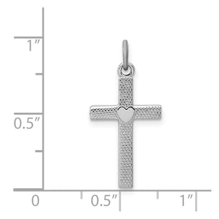 Sterling Silver Rhodium-plated Heart Cross Charm