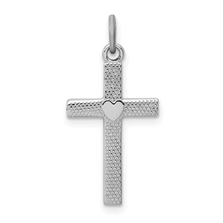 Sterling Silver Rhodium-plated Heart Cross Charm