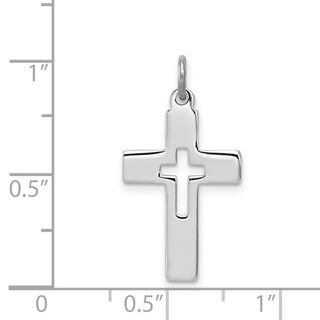 Sterling Silver Rhodium-plated Cut-out Cross Charm