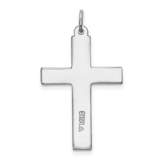 Rhodium-Plated 925 Sterling Silver Red Enameled Cross Pendant