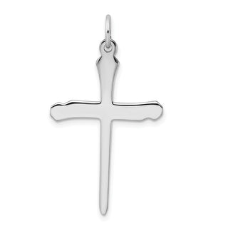 Rhodium-Plated and Yellow 925 Sterling Silver Nail Cross Pendant