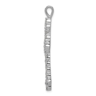925 Sterling Silver Rhodium-Plated Cubic Zirconia Cross Pendant QC3317