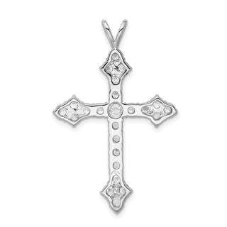 925 Sterling Silver Rhodium-Plated Cubic Zirconia Cross Pendant QC3317