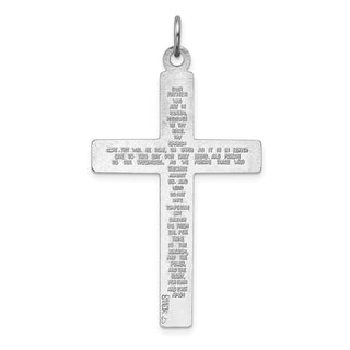 Rhodium-Plated 925 Sterling Silver Cross Lord's Prayer Pendant