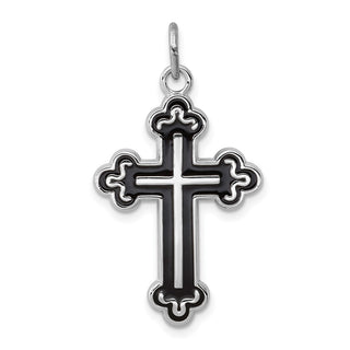 Rhodium-Plated 925 Sterling Silver Enameled Cross Pendant