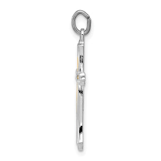 Rhodium-Plated and Yellow 925 Sterling Silver Cross Pendant QC3354