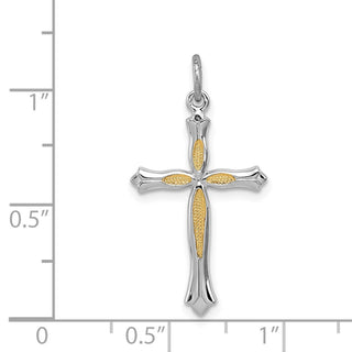 Rhodium-Plated and Yellow 925 Sterling Silver Cross Pendant QC3354