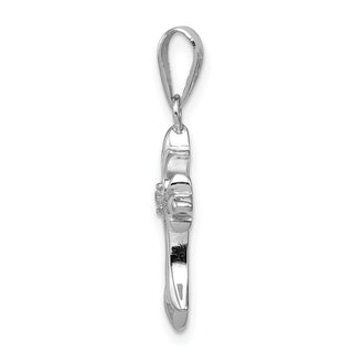 925 Sterling Silver Rhodium-Plated Cubic Zirconia Cross Pendant QC3358