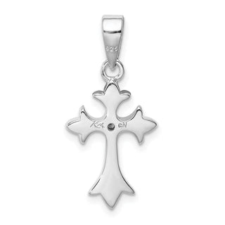 925 Sterling Silver Rhodium-Plated Cubic Zirconia Cross Pendant QC3358