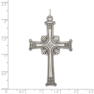 925 Sterling Silver Antiqued, Textured and Brushed Cross Pendant