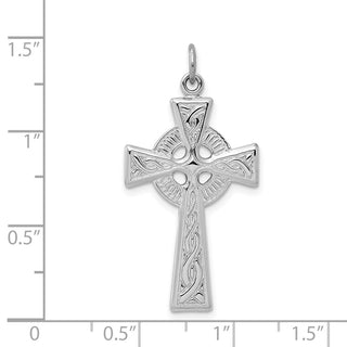 Rhodium-Plated 925 Sterling Silver Celtic Cross Pendant