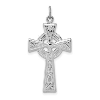 Rhodium-Plated 925 Sterling Silver Celtic Cross Pendant